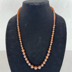 Antique honey Amber Beaded Necklace with Graduated Design lot A12